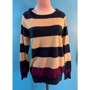 EUC Joie Pullover Sweater Wool Cashmere Blend Stripe Beige Blue Purple Stripe XS